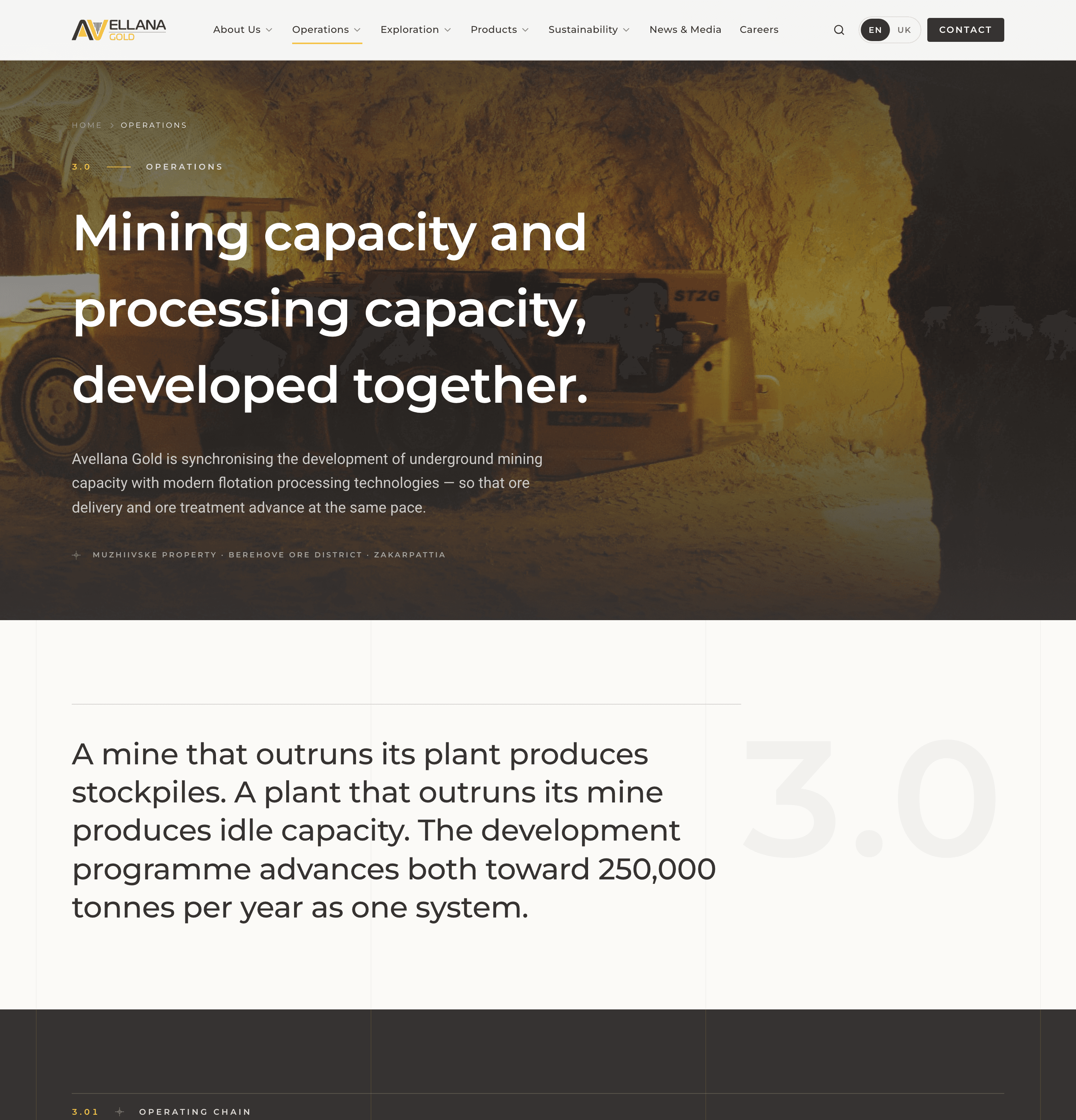 Avellana Gold operations — industrial process sequence