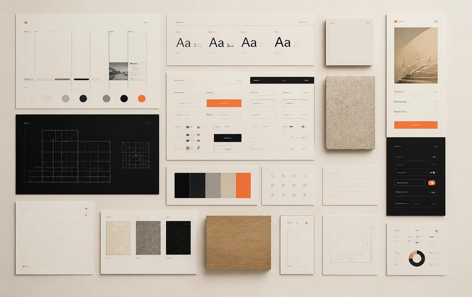 Design system artefacts: wireframes, type specimens and interface components