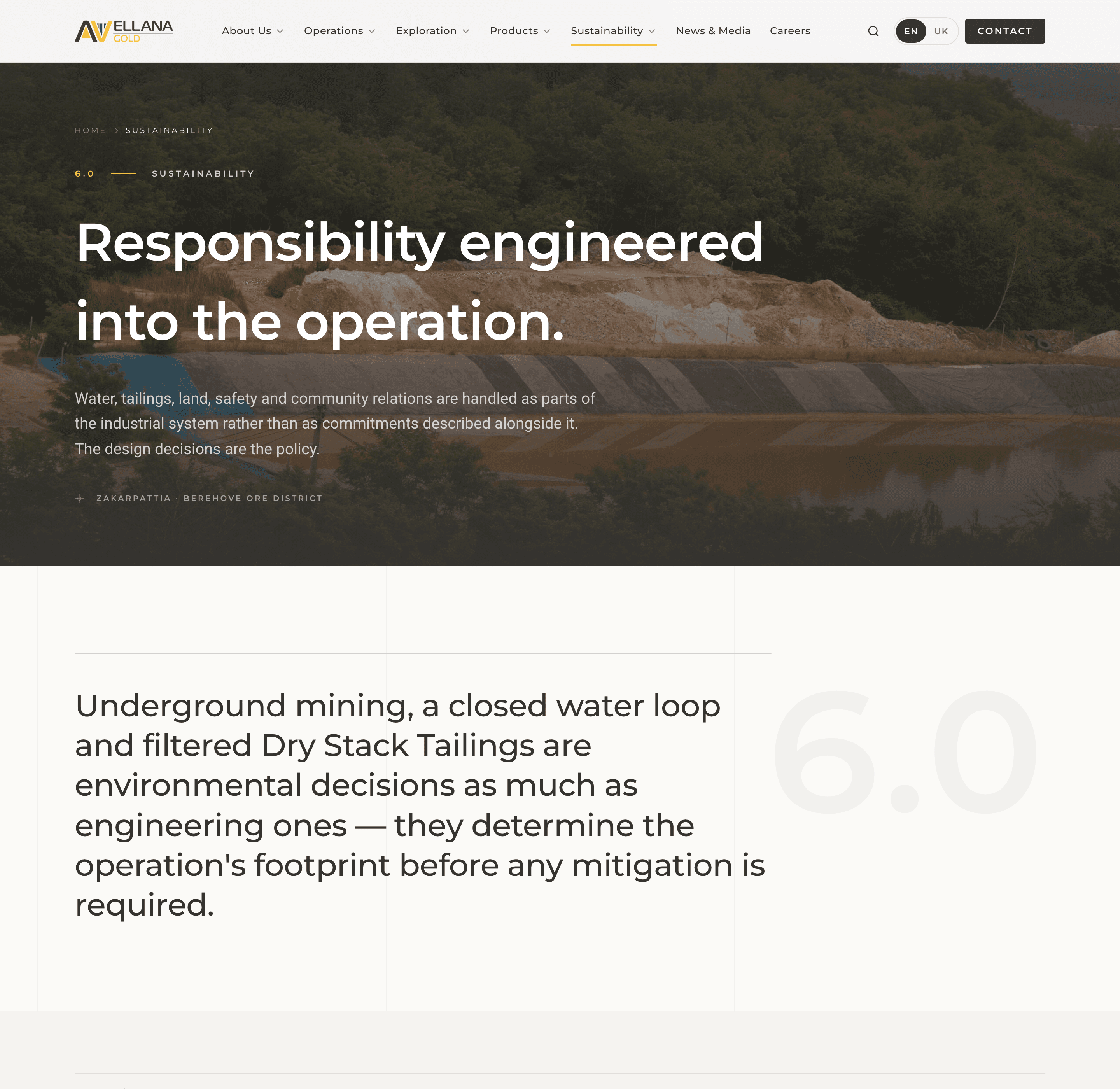 Avellana Gold sustainability section — environment, community and safety